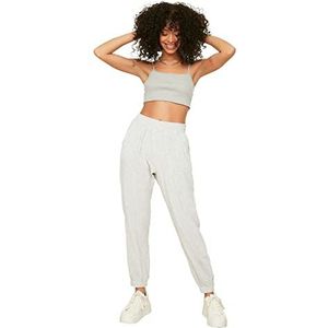 Trendyol Gray Velvet Loose Jogger Gebreide Tracksuit Dames Joggingbroek, Grijs, M