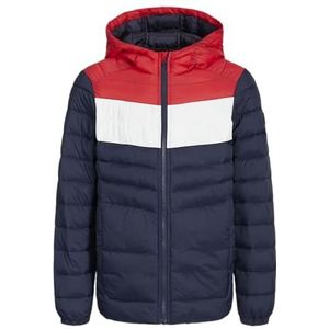 JACK&JONES JUNIOR JESPRINT Puffer Hood MNI NOOS bufferjack, Navy Blazer/Detail: White/True Red Blocking, 116, Navy Blazer/Detail: wit/True Red Blocking, 116 cm