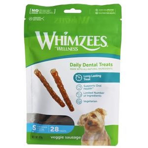 WHIMZEES Natuurlijke graanvrije tandverzorgingssnacks, kauwsticks voor honden, groentenworst S, 28 stuks van elk 15 g