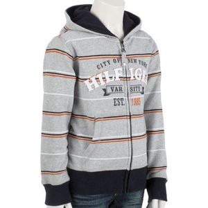 Tommy Hilfiger FRANK HOODED ZIPTHROUGH L/S E552218358 Sweatshirts voor jongens, grijs (Light Grey Heather)., 176 cm