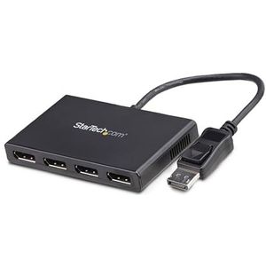 StarTech.com 4-Port DisplayPort 1.2 Splitter, DisplayPort naar 4x DP Multi-Monitor Adapter, Quad 1080p 60Hz Computer MST Hub - Enkel Windows, Geen Drivers (MSTDP124DP)