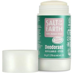 Salt Of the Earth natuurlijke deodorantstick, meloen & komkommer - veganistisch, navulbaar, Leaping Bunny-goedgekeurd, gemaakt in het Verenigd Koninkrijk - 84g
