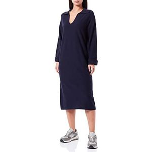 TOM TAILOR Dames Gebreide jurk met kraag 1032613, 30025 - Navy Midnight Blue, 40