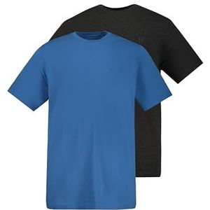 JP 1880 Heren grote maten grote maten Menswear L-8XL T-shirts, basic, 2-pack, ronde hals, tot 8XL 702637, Egeïsch blauw, XL Grote maten