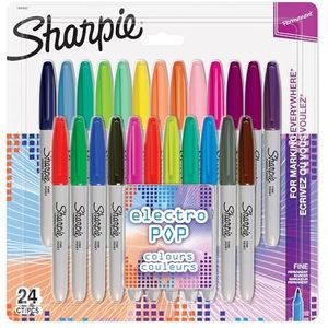 Sharpie Limited Edition Electro Pop Fine Permanente Marker, Op Kleur Gesorteerd, 24 Stuks