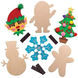 Baker Ross Houten magneten Kerstmis (10 stuks) feestelijk knutselplezier voor kinderen