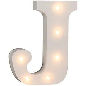 Out of the Blue 57/6083 - houten letter ""J"" verlicht met 6 LED-lampen, werkt op batterijen, ca. 16 cm