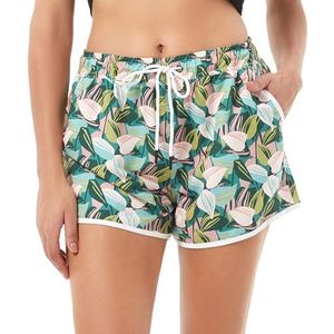 riemot Zwemshort voor dames, zomerzwembroek met verstelbaar trekkoord, strandshorts voor dames, met mesh-inzetstuk, voor surfen, zwembad en vakantie, blad-M, Lemmet, M