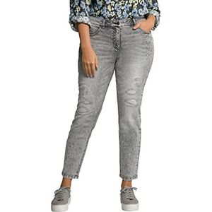 Ulla Popken Dames sarah, destroy-effecten, smalle pijpen, high waist jeans, grijs denim, 42