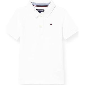 Tommy Hilfiger Poloshirt voor jongens, korte mouwen, van biologisch katoen, wit (bright white), 98 cm