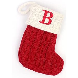 SUPERIXO Kerstkousen, kabel gebreide kousen geschenken snoep zakken rode kerstvakantie kousen letter B