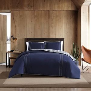 Eddie Bauer Kingston Omkeerbaar Dekbed Set, Full/Queen, Navy