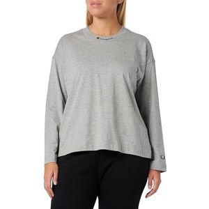 Champion Legacy American Classics W-Light Cotton Jersey L-s Relaxed Crewneck Shirt met lange mouwen voor dames, lichtgrijs gemêleerd., L