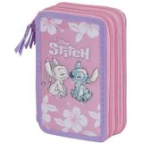 Lilo and Stitch Roze-Drievoudig Gevuld Etui, Roze, 14 x 21 cm, roze, Eén maat, Gevuld Triple Etui Roze