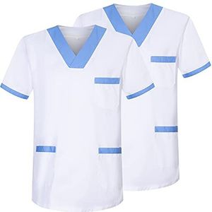 MISEMIYA - Verpakking van 2 stuks, uniseks, gezondheiduniform, medisch uniform, ref. 817 x 2, wit 8171-2, S