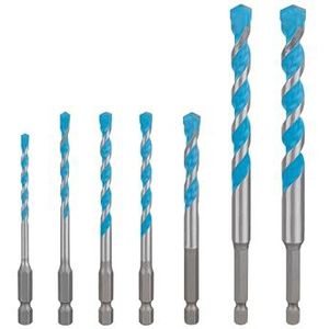 Bosch 7 x Expert HEX-9 Multi Construction boorset (voor beton, zachte keramische tegels, 4-12 mm, professionele accessoires klopboor, schroevendraaier)