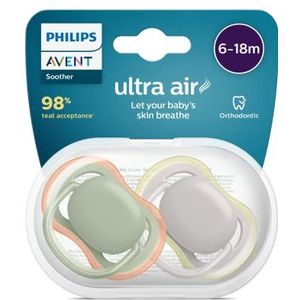 Philips Avent Ultra Air fopspeen, 2 stuks, BPA-vrij, 6-18 maanden (model: SCF085/20)