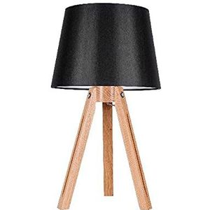 Homemania HOMBR_0144 Hoge tafellamp, bureaulamp, kantoor, nachtkastje, hout, stof, zwart, 30,5 x 30,5 x 54,5 cm