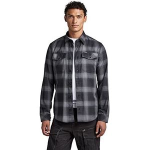 G-STAR RAW Heren Marine Slim Overhemd Shirt, meerkleurig (Dark Black Ryan Check D335-C979), S, meerdere kleuren (Dk Black Ryan Check D335-c979), S