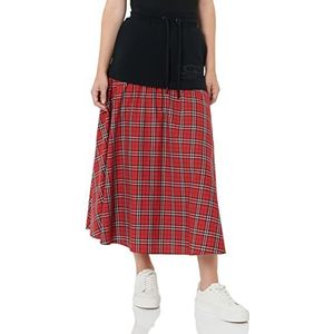 Love Moschino Dames with Watching Brand Long Rok Matching Logo Borduur, RED Black White, 48