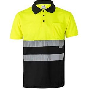 VELILLA 173; tweekleurig poloshirt AV; kleur zwart en neongeel; maat 3XL