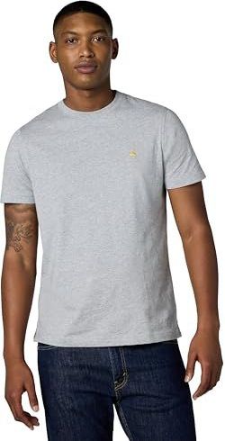 Brooks Brothers Heren T-shirt met korte mouwen en ronde hals en logo, Licht Heather Grijs, M