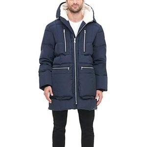 Tommy Hilfiger Zwaargewicht gewatteerde sherpa parka met capuchon voor heren, Marine, S