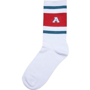 Urban Classics Uniseks sokken College Team Socks, Colorblock-stijl, verkrijgbaar in 5 verschillende kleuren, maat 35-38 tot 47-50, bottlegreen/hugered/white, 39-42 EU