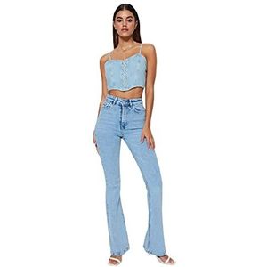Trendyol Flare jeans met hoge taille voor dames, Lichtblauw, 62
