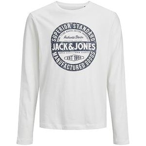 Jack & Jones Junior Jongens JJEJEANS Tee LS O-Hals 23/24 NOOS JNR Lange Mouw Shirt, Cloud Dancer, 152, cloud dancer, 152 cm