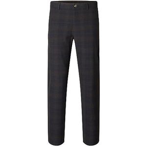 SELETED HOMME SLHSLIM-Robert de Flex 175 Pants NOOS, Navy Blazer/Checks:Brown, 30W x 32L