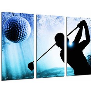 Fotodruk Sport Golf Silhouette Golfer Rackets Ball Totale grootte: 97 x 62 cm XXL
