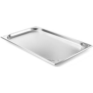 HENDI Gastronorm container, temperatuurbestendig van -40° tot 300°C, geschikt voor ovens, bain marie en vriezers, chafing dishes, versterkte hoeken, 2.5L, GN 1/1, 530x325x(H)20mm, roestvast staal