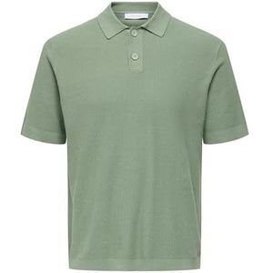 ONLY & SONS Heren Onstony Reg 12 SS Waffle Polo Knit, Iceberg Green., S