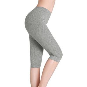 CnlanRow Vrouwen Zomer Korte Leggings Voor Onder Rok 3/4 Capri Cropped Shorts Yoga Broek, Lichtgrijs, S
