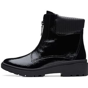 Clarks Calla-ritssluiting, halve laarzen voor dames, Zwarte crinkle synthetische kleur, 39 EU