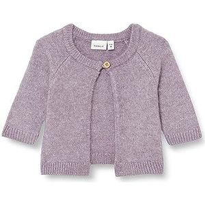 Bestseller A/S Nbflorina Ls Knit Card Gebreid vest voor babymeisjes, Lavender Gray, 68 cm
