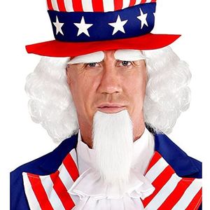 Widmann 06750 - pruik Mr. America, baard en wenkbrauwen, grijs, Uncle Sam, carnaval, themafeest