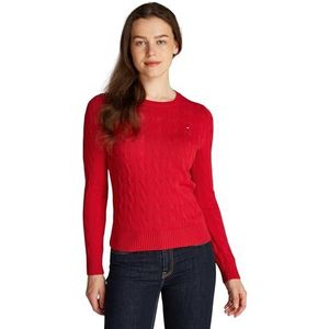 Tommy Hilfiger Dames CO-kabel VAR LS C-NK SWT WW0WW45207 pullovertrui, rood, XXS, Rood (primair rood), XXS
