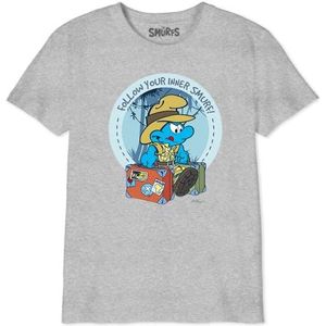 Les Schtroumpfs T-shirt voor jongens, Grijs Melange, 8 Jaren