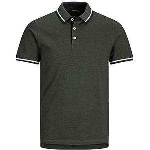 JACK & JONES JEPAULOS Poloshirt voor heren, effen, zomerhemd, korte mouwen, piqué, katoen, grote maat, Forest Night/Detail:Play 1, 5XL