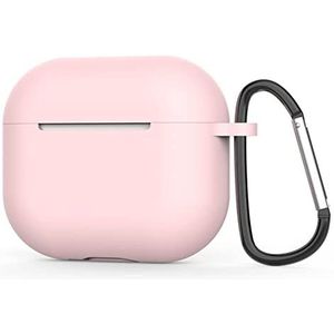 Compatibel met Apple AirPods 3rd Generation 2021 Case Cover, siliconen beschermaccessoires Skin met sleutelhanger, front-LED zichtbaar - roze