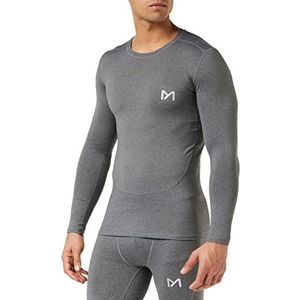 MEETYOO Mannen Compressie Shirt, Base Layer Top Lange Mouw T-shirt Sport Gear Fitness Panty Voor Running Gym Workout, grijs-2, L