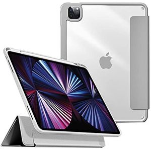 Afneembare hoes voor iPad 9e/8e/7e generatie, magnetische achterkant voorkant iPad 10.2"" hoesje met potlood 2e opladen, magnetische bevestiging, hoes auto wakker/slaap-grijs