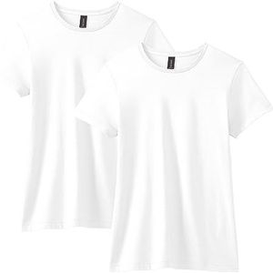 GILDAN Dames T-Shirt (Pack van 2), Kleur: wit, L