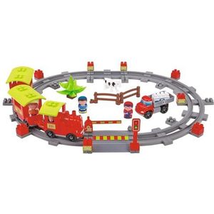 Ecoiffier – Abrick spoorweg locomotief – 69-delige bouwstenen set, met figuren, dieren, spoorovergang, spoor, voor kinderen en peuters vanaf 18 maanden