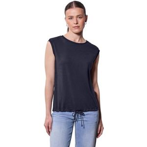 Street One - Studio - Shirt - Blauw - Mouwloos - Linnenlook