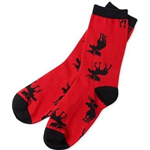 Hatley Dames Crew Casual Sok, Rood (eland op rood), Eén Maat