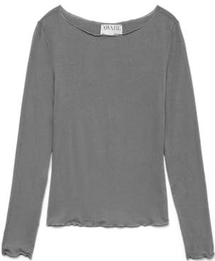 VERO MODA Awglesha Ls Boatneck Top Noos, Medium grijs (grey melange), M