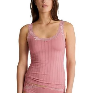 CALIDA Etude Toujours Tanktop voor dames, met Swiss+Cotton keurmerk, elegante krijtstreep look en delicate kant op de hals, Blouse Bloem, 44-46